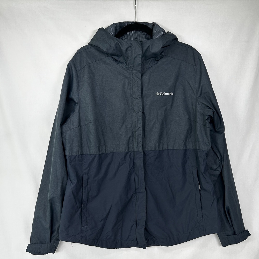 Columbia Sportswear Gray Navy Colorblock Rain Jacket XL